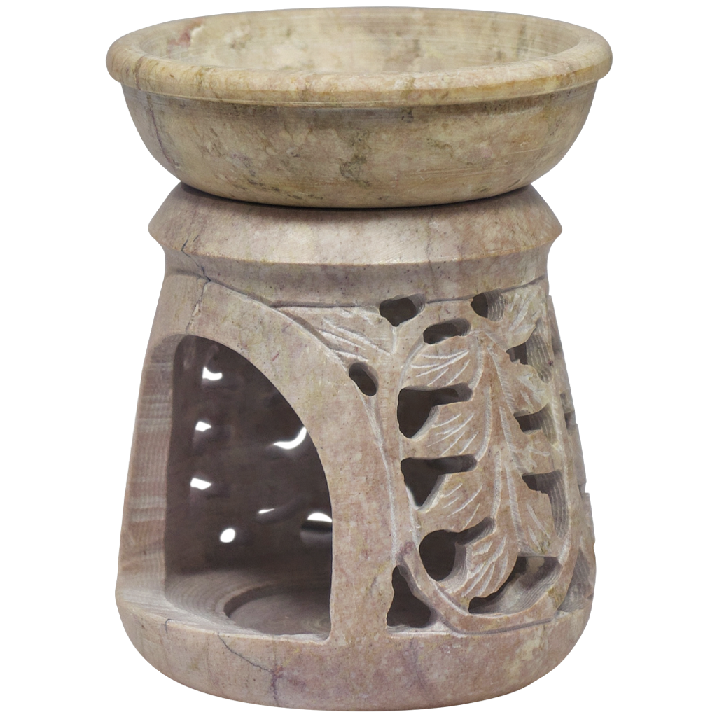 Essential Oil and Incense Burner - Tapered, Marbled-Light Colouring
